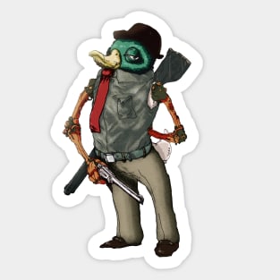 cyberpunk duck gangster in a mysterious pose, authoritative, judicious, cruel Sticker